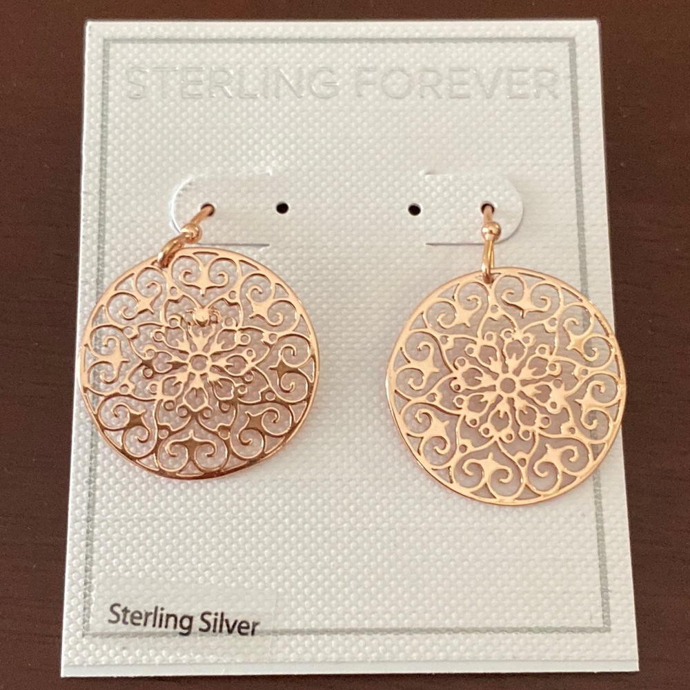 Sterling Forever Rose Gold Sterling Silver Filigree Earrings